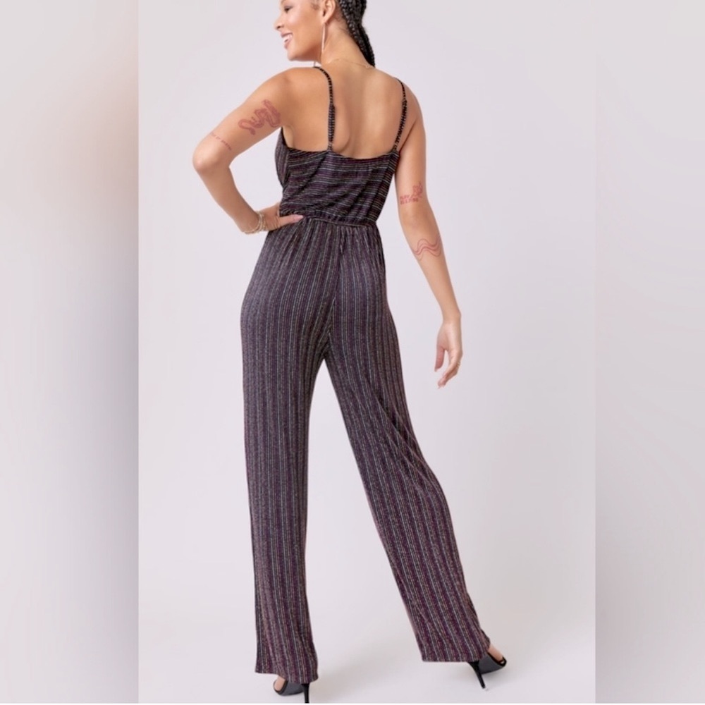 Francesca Glitter Striped Jumpsuit (NWT)